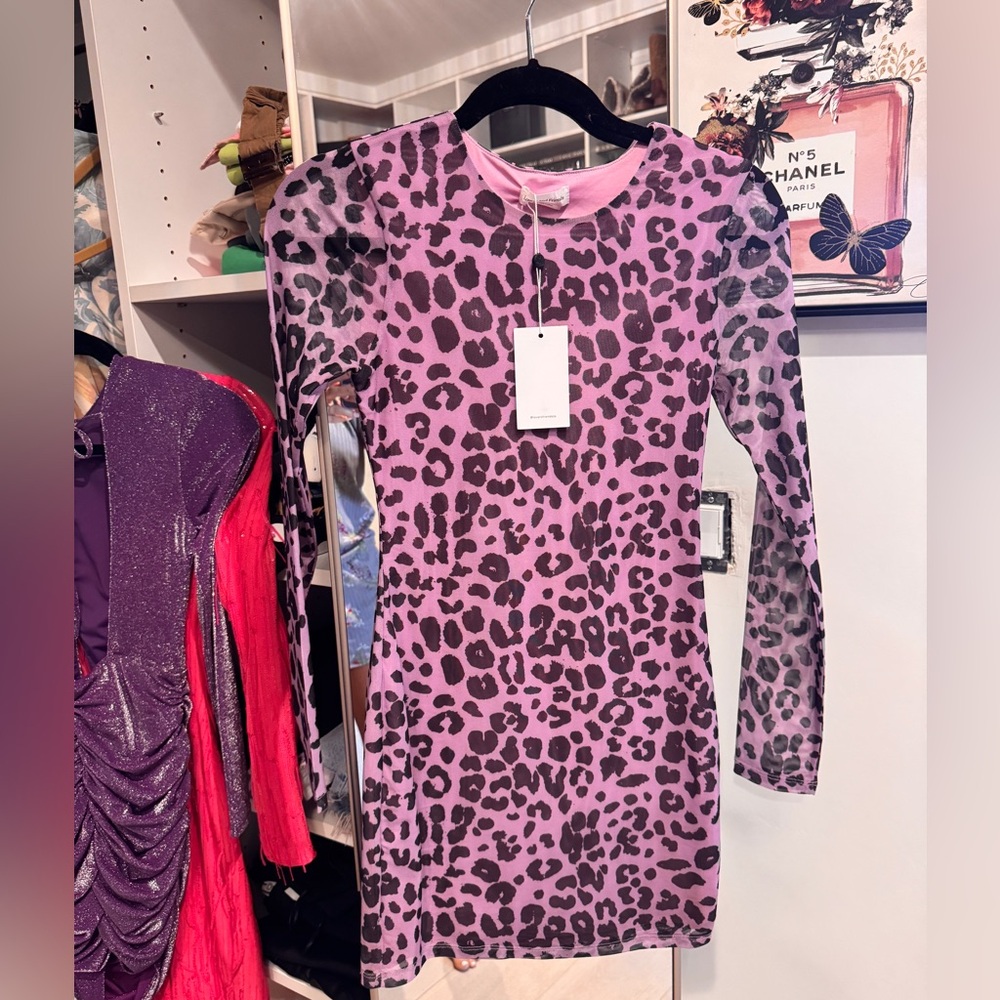 Lovers + Friends Purple Leopard Print Dress